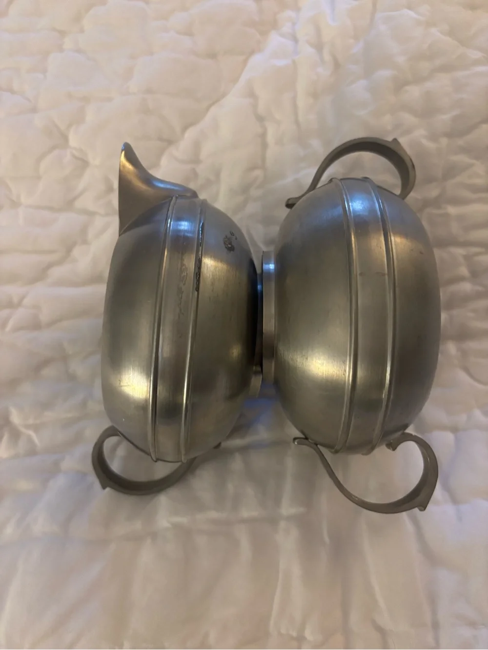 Vintage Silver Pewter Sugar and Creamer Set from Brazil